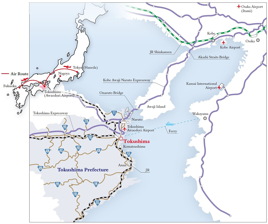 The map image in Tokushikma prefecture.