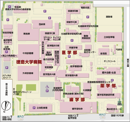 蔵本キャンパス内の地図