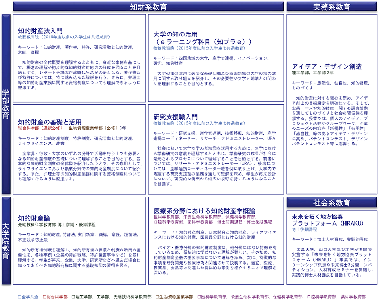 徳島大学の知財教育の体系図