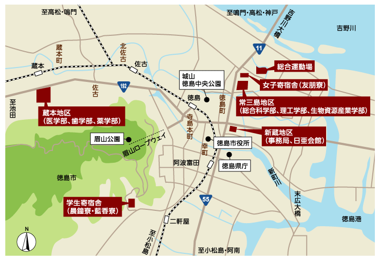 大学周辺の地図