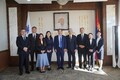 from the left：Mr. Ishida, Dean Prof. Enkhtur Yadamsuren, Ms. Matsuda, Prof. Khandmaa Sukhbaatar, Vice President Bilegtsaikhan Tsolmon, Dean Prof. Hashimoto, Vice Dean Prof. Tsuneyama, Ms. Yamamoto, Vice President Murasawa