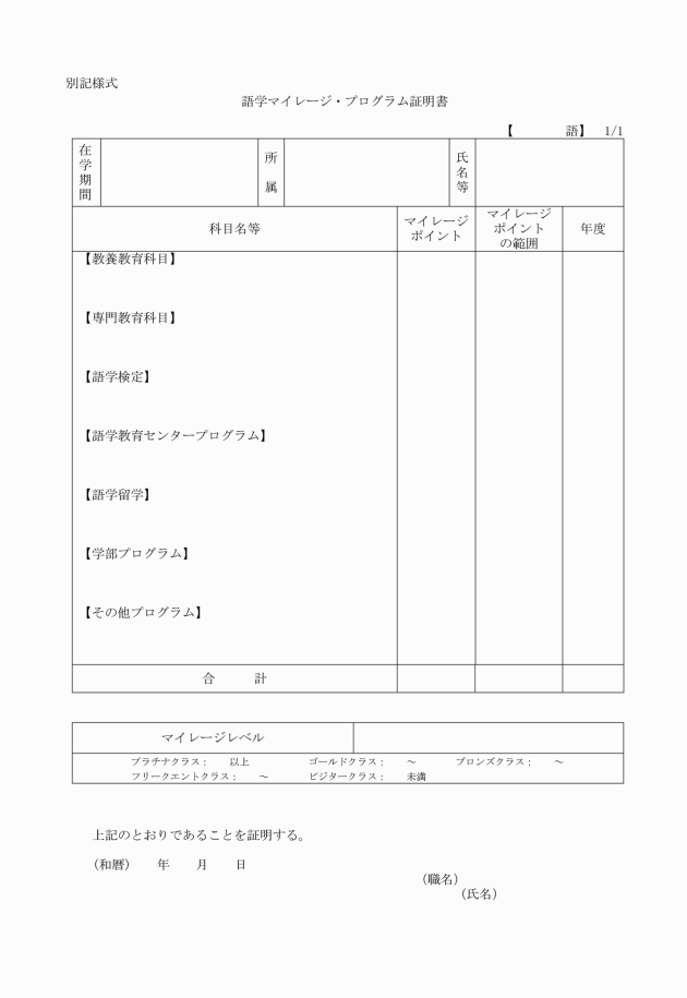 徳島大学語学マイレージ プログラム実施要領